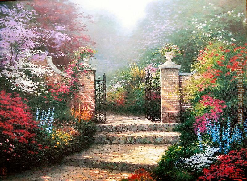 Victorian Garden painting - Thomas Kinkade Victorian Garden art painting